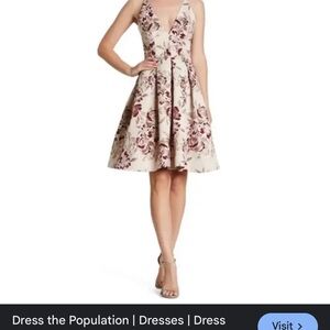 Dress the Population Burgundy Floral Mini Dress